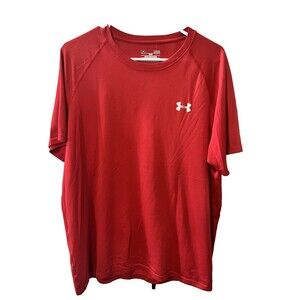 Under Armour Heat Gear Red Active/Sportswear Dri Fit Mens Short Sleeve Shirt L